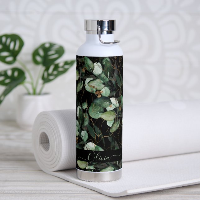 Bouteille D'eau PixDezines Aquarelle Vert Or Eucalyptus (Yoga)