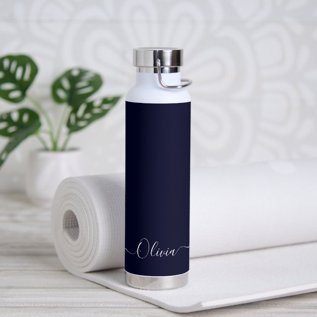 Bouteille D'eau PixDezines couleur do-it-yourself bleu nuit (Yoga)
