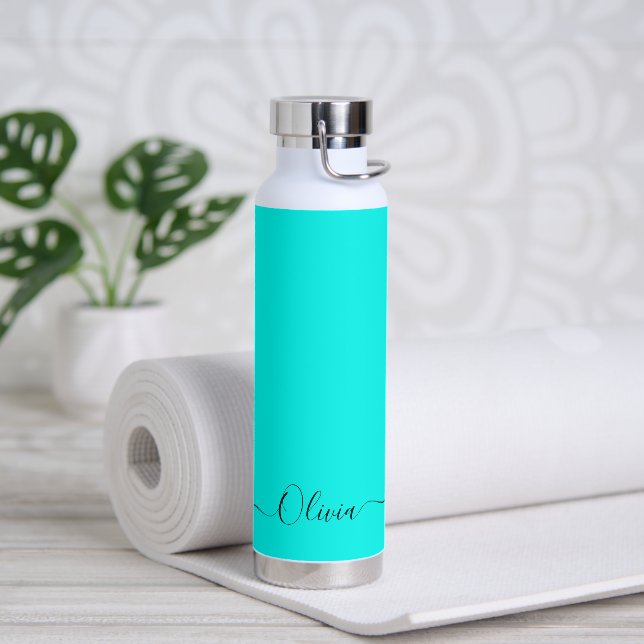 Bouteille D'eau PixDezines Turquoise Aqua bleu do-it-yourself coul (Yoga)