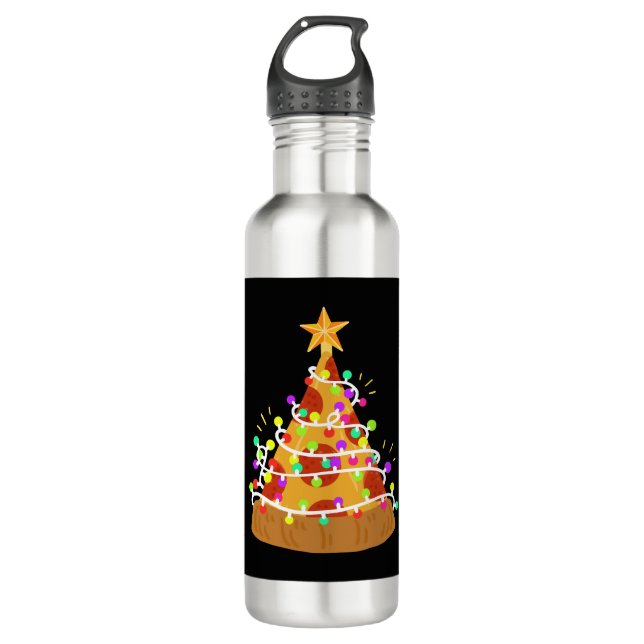 Bouteille D'eau Pizza de Noël (Devant)