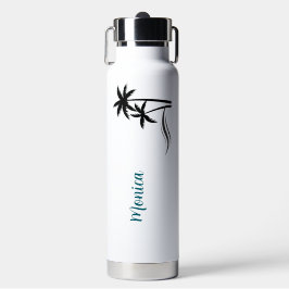 Bouteille D'eau Plage aux palmiers tropicaux minimalistes