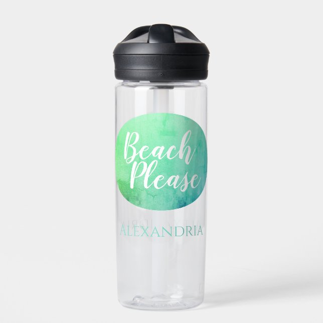 Bouteille D'eau Plage personnalisée S'il vous plaît Aqua Turquoise (Extérieur)