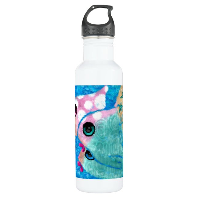Bouteille D'eau Plage Whimsical Abstrait Poisson Plage Nautique Tu (Devant)