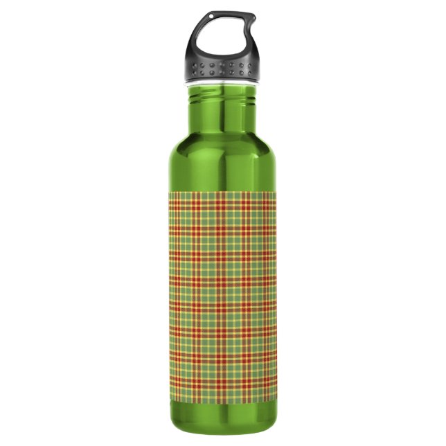 Bouteille D'eau Plaid vert laiton personnalisable (Devant)