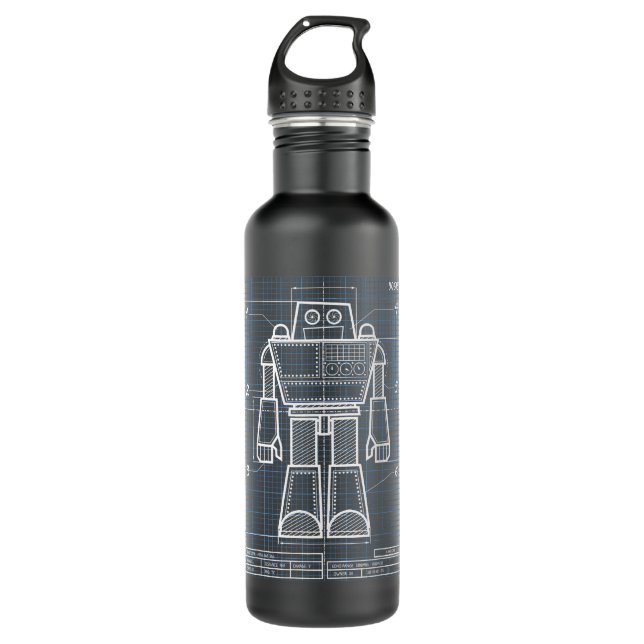 Bouteille D'eau Plan cool Robot Design Engineer Cadeau de vacances (Devant)