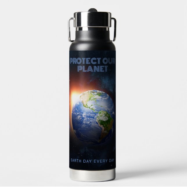 Bouteille D'eau Planète de texte personnalisé Terre (Salle de sport)