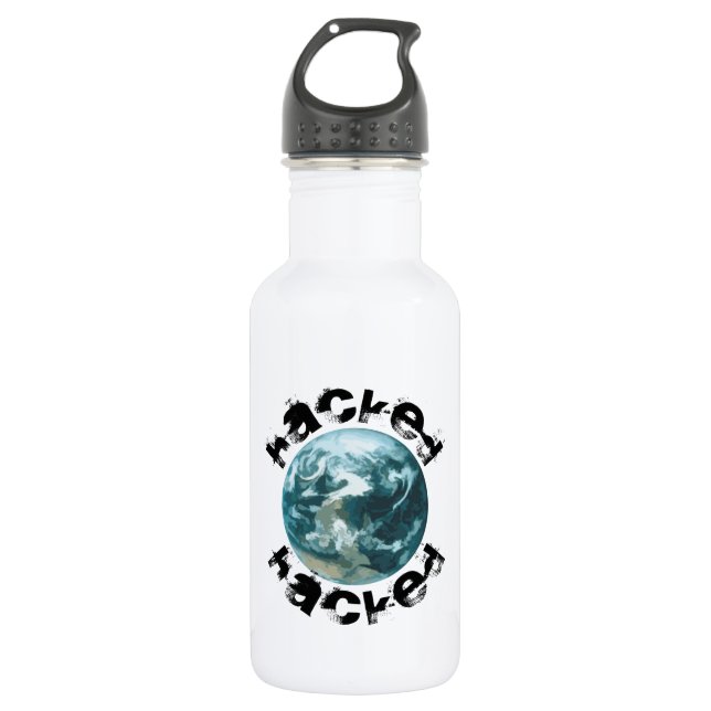 Bouteille D'eau planète Terre piratée (Devant)