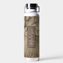 Bouteille D'eau Plumes chic avec Zèbre Imprimer Monogramme Eau