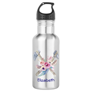 Bouteille D'eau Plumes et fleurs Tomahawk personnalisées