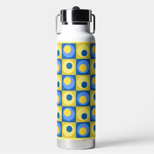 Bouteille D'eau Point Carré jaune bleu Conception géométrique Froi