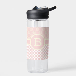 Bouteille D'eau Point Polka monogramme et Rose unique