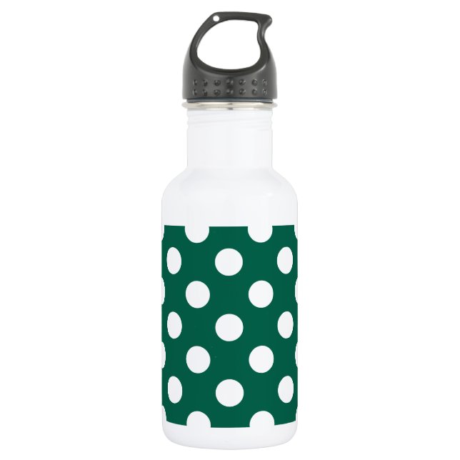Bouteille D'eau Pois blancs sur vert sauge (Devant)