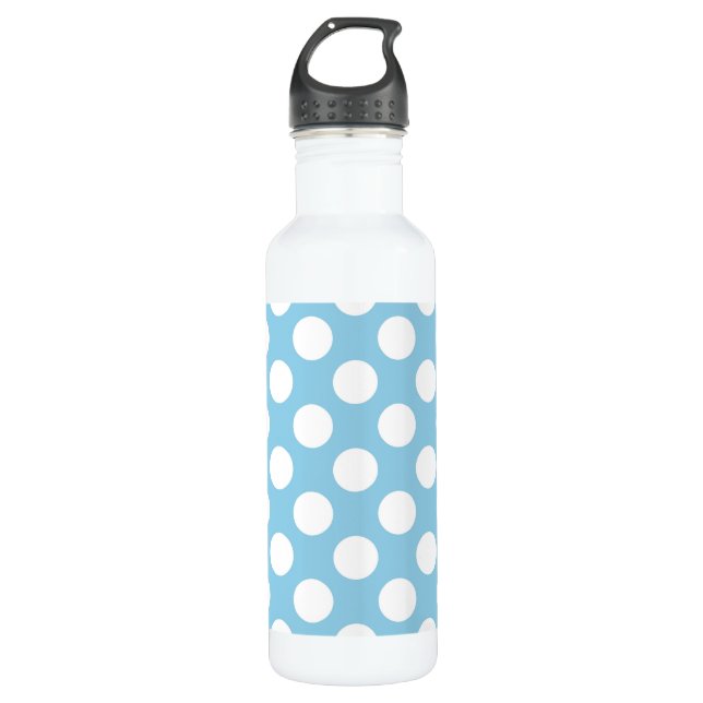 Bouteille D'eau Pois Bleus, Motif Pointe Polka, Points, Pointe (Devant)