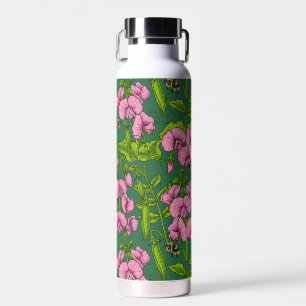 Bouteille D'eau Pois doux et bourdons, vert et rose