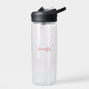 Bouteille D'eau Pois roses personnalisés Monogrammes enfants fille