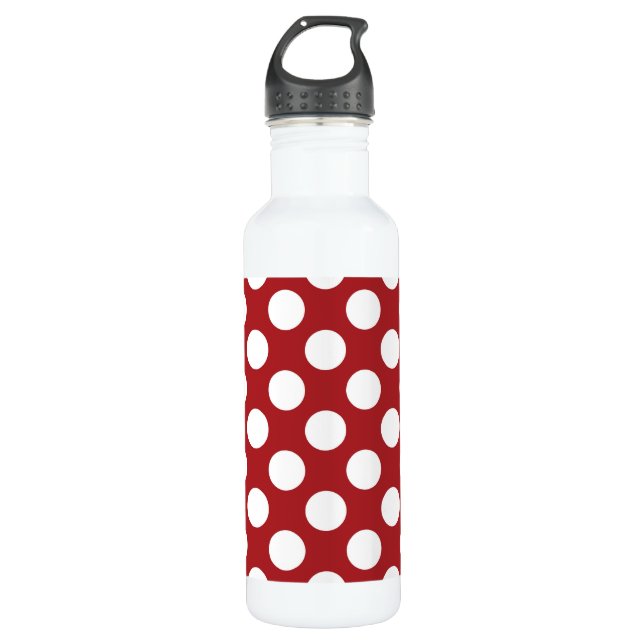 Bouteille D'eau Pois rouges, Motif à points polka, points, pointil (Devant)