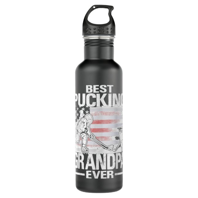 Bouteille D'eau Poison du meilleur pucking grand-père de hockey (Devant)