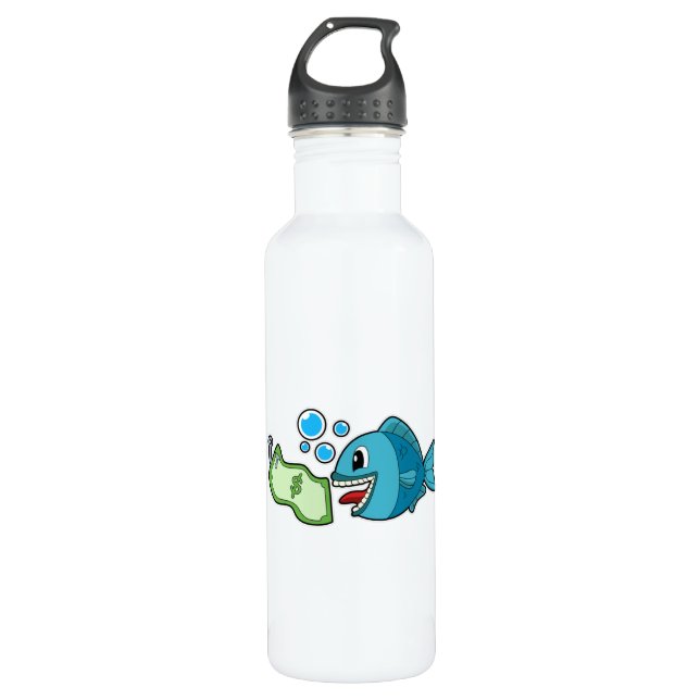 Bouteille D'eau Poisson avec billet de banque (Devant)