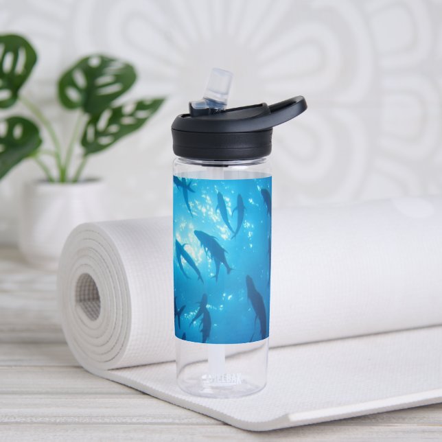 Bouteille D'eau Poisson, fond et soleil sous la mer (Yoga)