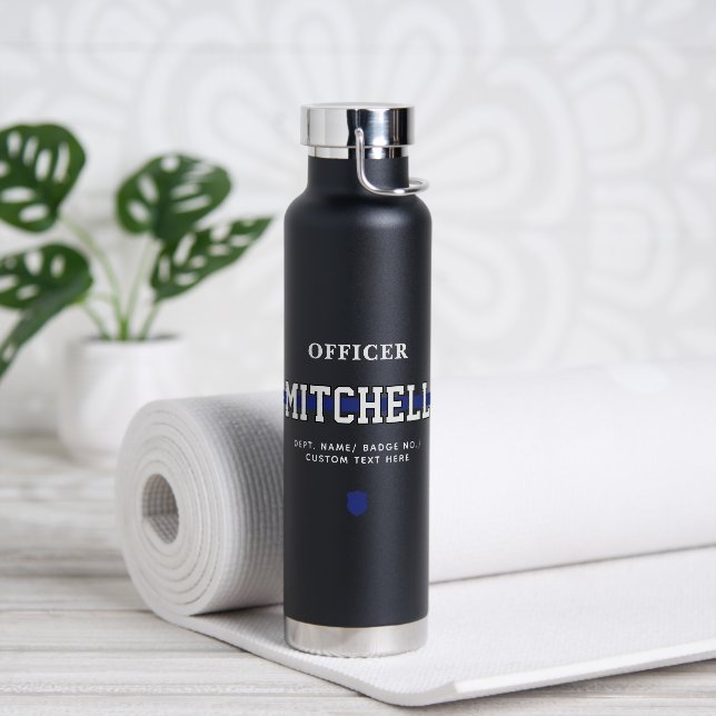 Bouteille D'eau Policier personnalisé Ligne Bleue Mince (Yoga)