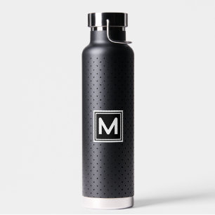 Bouteille D'eau Polka point noir sur noir Monogramme blanc noir