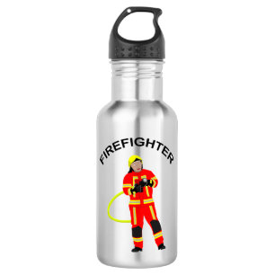Bouteille D'eau Pompier en vêtements rouges