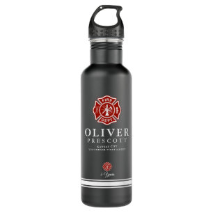Bouteille D'eau Pompier volontaire  Symbole croisé maltais Noir