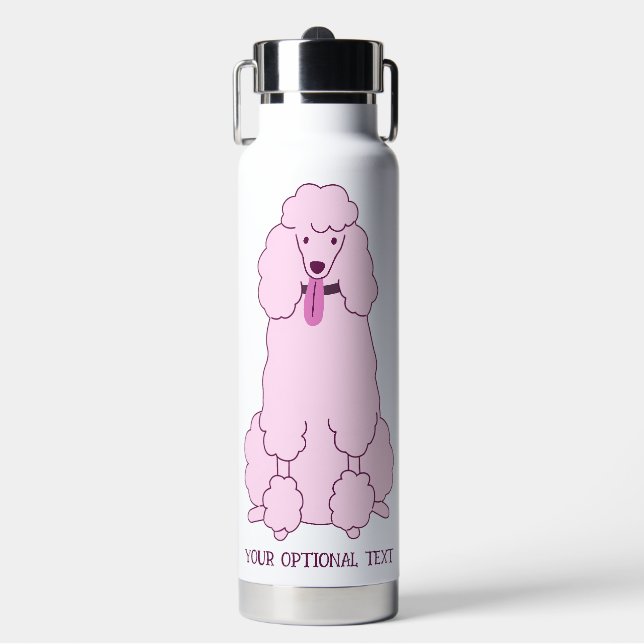 Bouteille D'eau Poodé rose de texte personnalisé (Salle de sport)