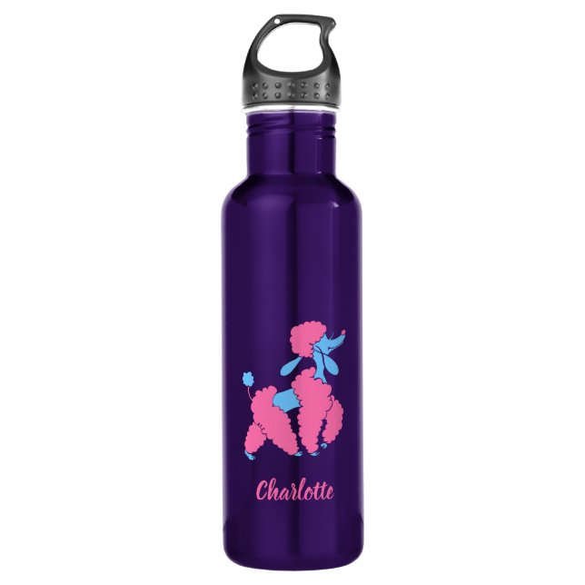 Bouteille D'eau Poodle rose et bleu (Devant)
