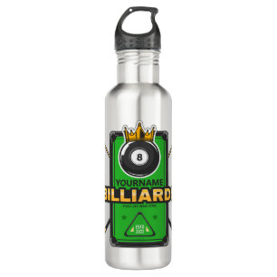 Bouteille D'eau Pool Hall personnalisé NOM 8 Ball Crown Billiards