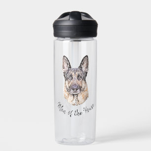 Bouteille D'eau Portrait d'un chien berger allemand Sketched Art