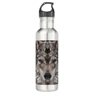 Bouteille D'eau Portrait géométrique Wolf Lone