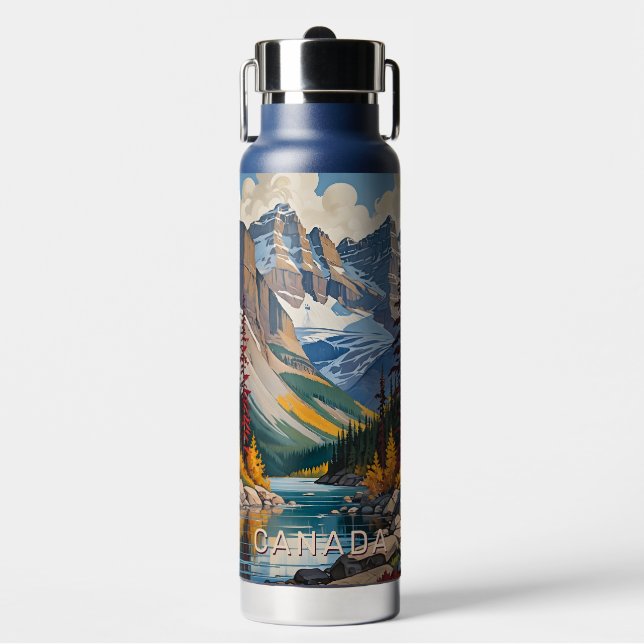 Bouteille D'eau Poster de voyage du Canada texte personnalisé (Salle de sport)