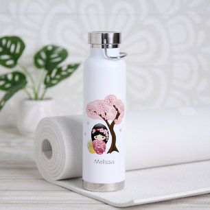 Bouteille D'eau Poupée Kokeshi de printemps - Jolie fille geisha j