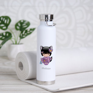 Bouteille D'eau Poupée Neko Kokeshi - Fille Geisha aux Oreilles de