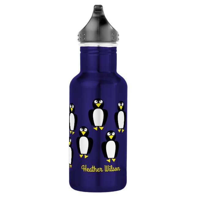 Bouteille d'eau pour enfants en pingouin avec nom (Droite)