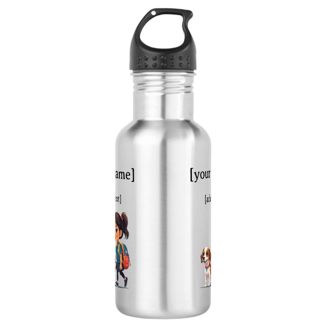 Bouteille d'eau pour filles et chiens - sur mesure (Devant)