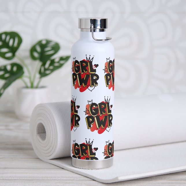 Bouteille D'eau POUVOIR DES FILLES, Couronne & Coeurs (Yoga)