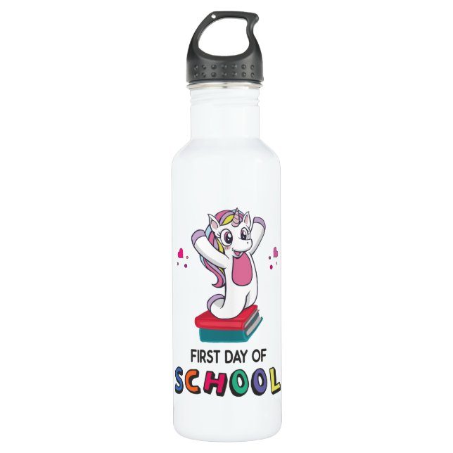 Bouteille D'eau Premier jour de l'école Unicorn (Devant)