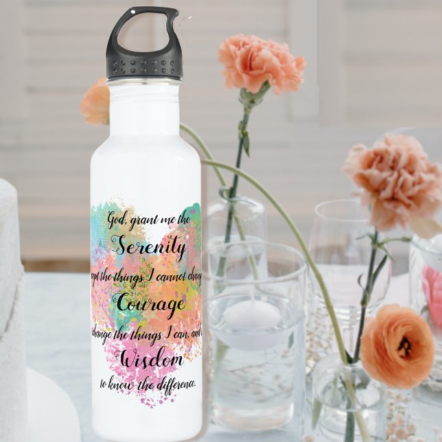 Bouteille D'eau Prière de sérénité Aquarelle Acier inoxydable Eau  (Créateur téléchargé)