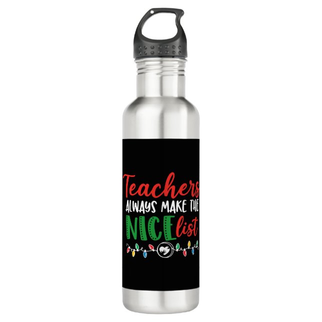Bouteille D'eau Professeur de Noël, belle liste de Noël (Devant)