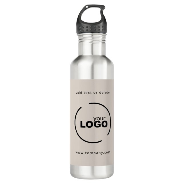 Bouteille D'eau Professionnel Moderne Logo d'entreprise Beige (Devant)
