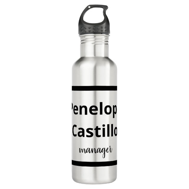 Bouteille D'eau Professionnel Moderne Simple Design Noir & Blanc (Devant)