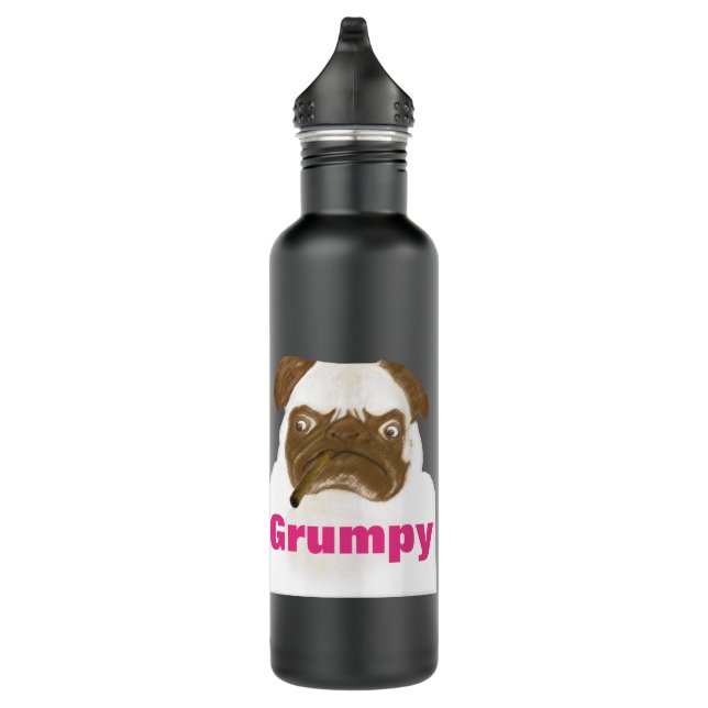 Bouteille D'eau Puggy Grumpy personnalisée avec Cigar (Droite)