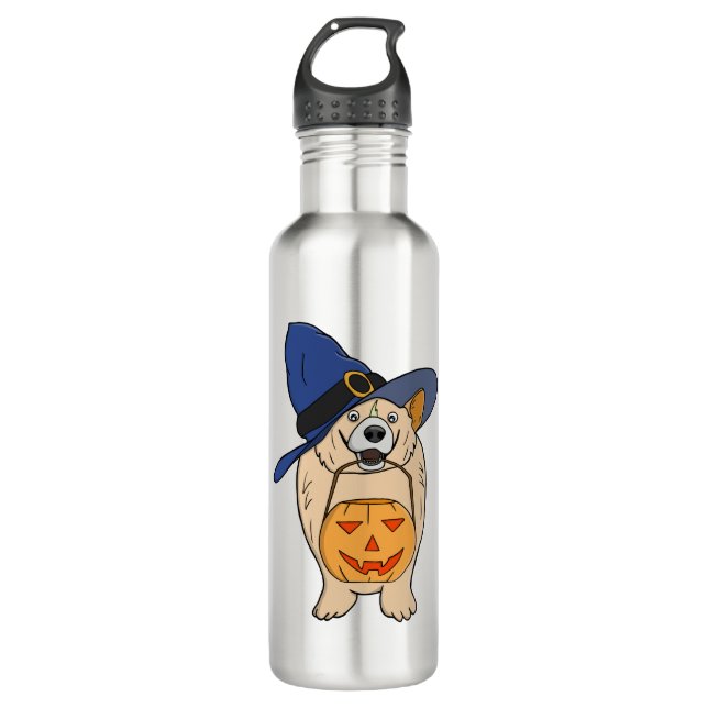 Bouteille D'eau Pumpkin Witch Dog (Devant)