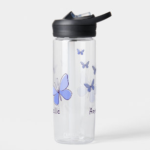 Bouteille D'eau Purple Blue Butterfly Doodle Votre nom