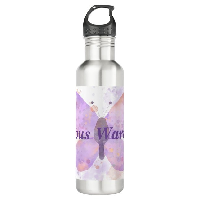 Bouteille D'eau Purple papillon Lupus guerrier (Devant)