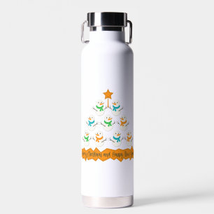 Bouteille D'eau Pyramide des sapins de Noël faite de bonhommes de