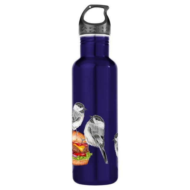 Bouteille D'eau Quatre chickadees Cheeseburger Tahoe Birds (Devant)