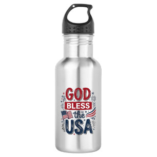 Bouteille D'eau Que Dieu bénisse le maillot de foi patriotique vin
